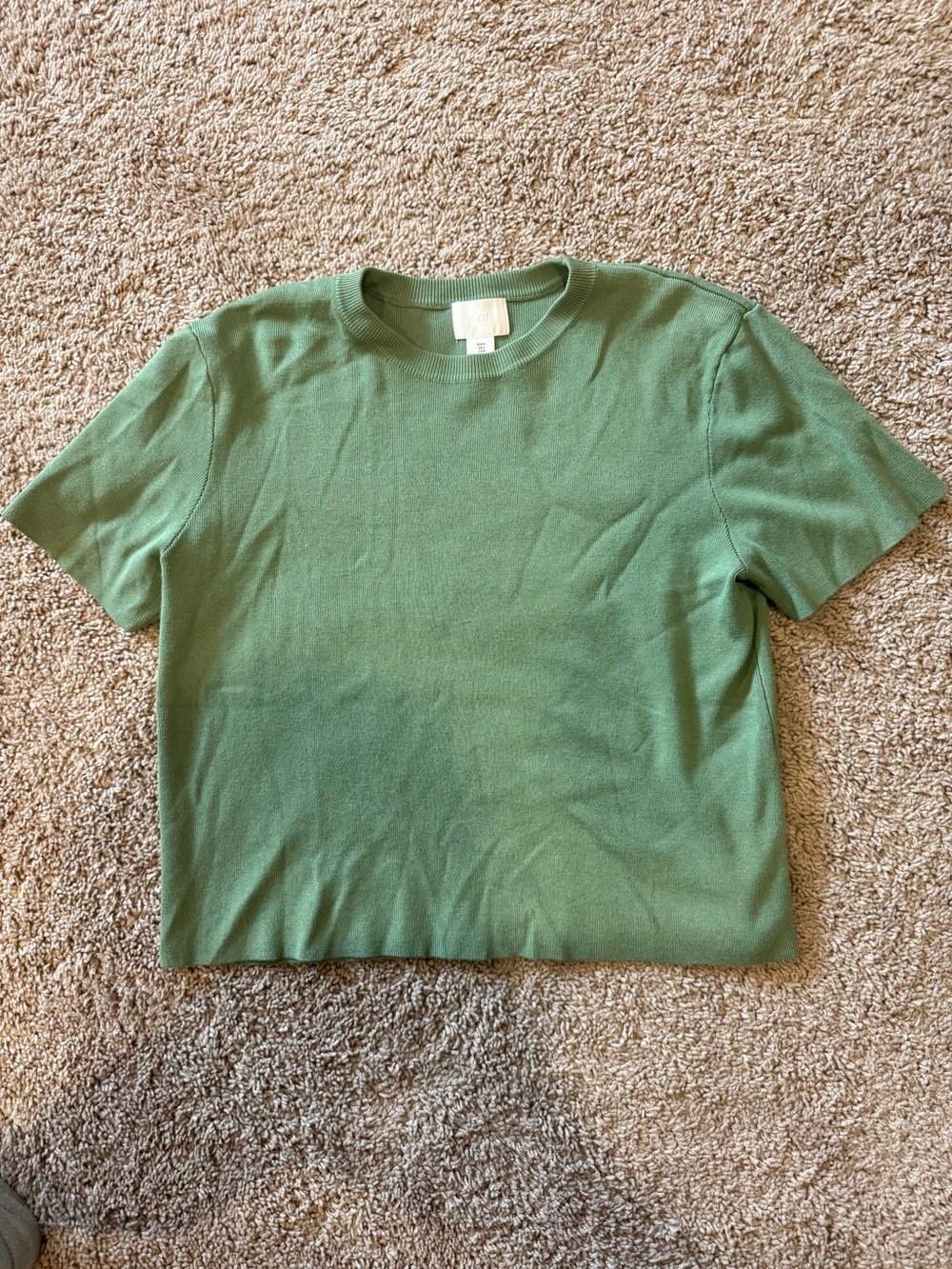 H&M sweater Short-Sleeve Knit Top in Sage Green sz s